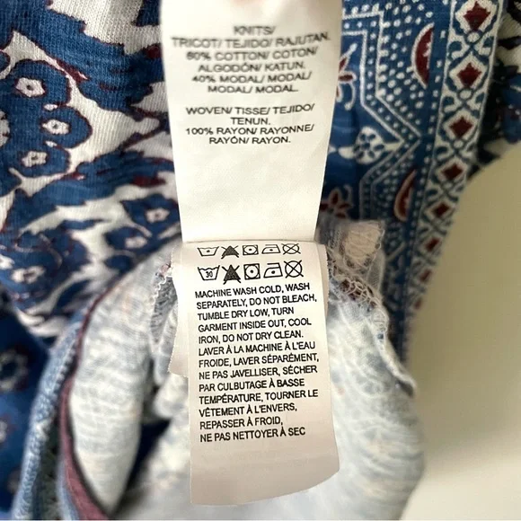 Lucky Brand | Boho Mixed Print 3/4 Sleeve Lightweight Shirt Size L - Picture 7 of 8